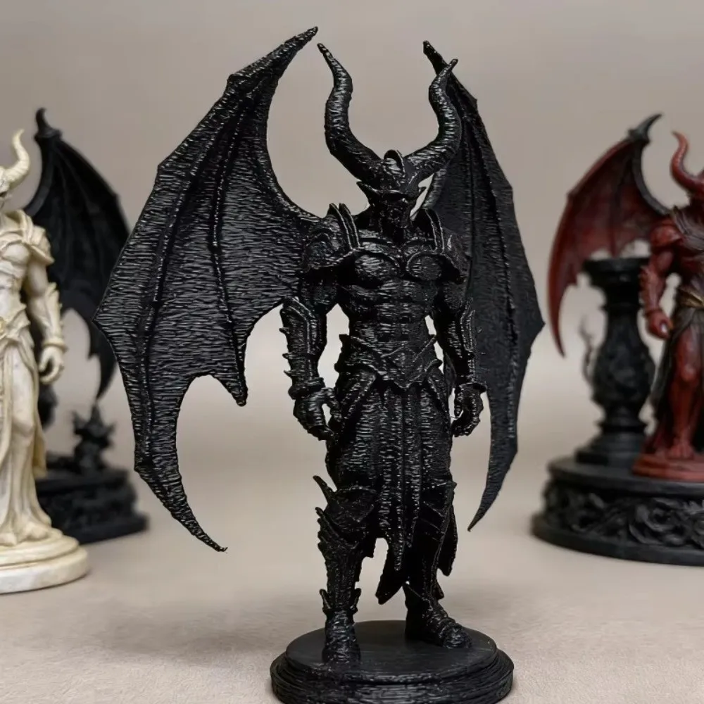 3D Printed Demon Knight Figurine Decoration Halloween Black Demon Statue Gothic Style Desktop Ornament Collectible Display