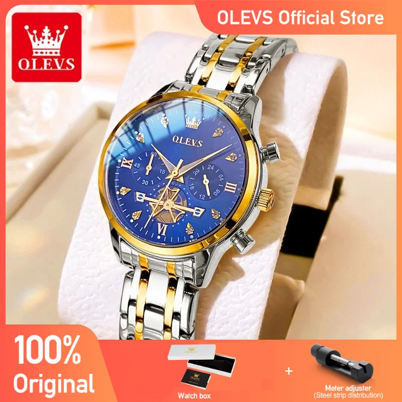 

OLEVS 2897 женские часы оригинальные модные многофункциональные кварцевые наручные часы водостойкие светящиеся 24-часовые часы в подарочной упаковке для женщин