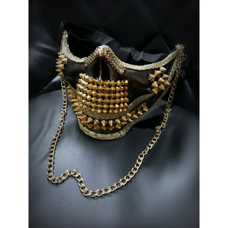 Halloween Punk Rivet Mask Half Face Field Mask Prom Funny Accessories