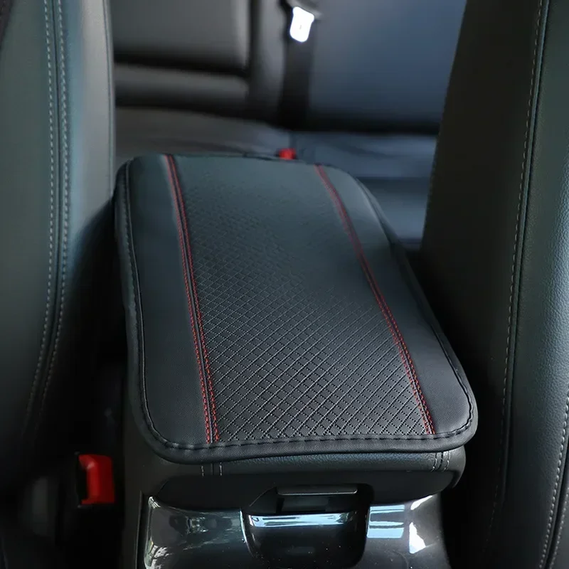Car Armrest Box Pad Fiber Leather Embossed Double-line Non-slip Central Armrest Protect Cover Universal Auto Styling Accessories