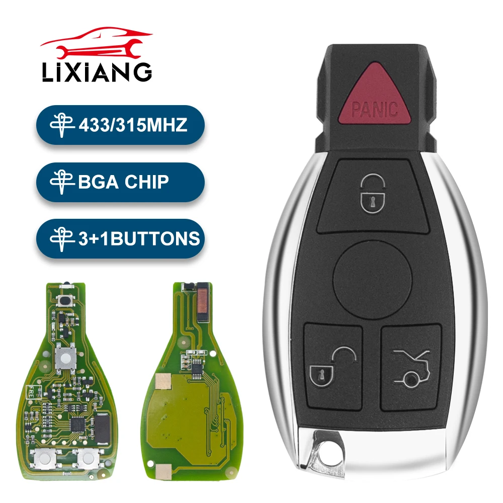 LIXIANG World รถรีโมทกุญแจสําหรับ Mercedes Benz W203 W204 W205 W210 W211 W212 W221 W222 A B C E S Class BGA & NEC 315/433Mhz การ์ด