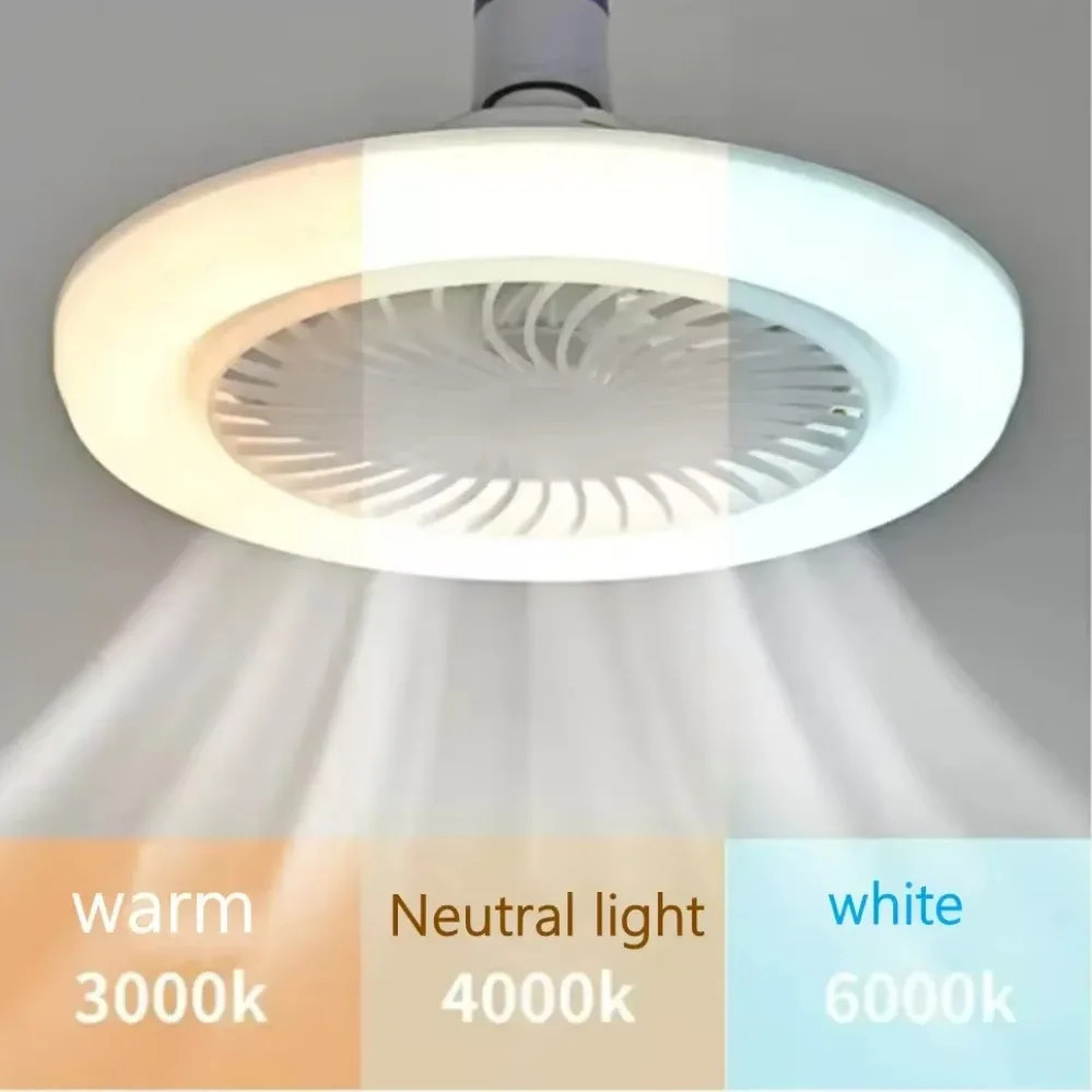 30W 2-in-1 3-speed Mode Fan Light LED Lamp Bead E27 Screw Fan Light Remote Control Wall Control Bedroom Light Fan Ceiling