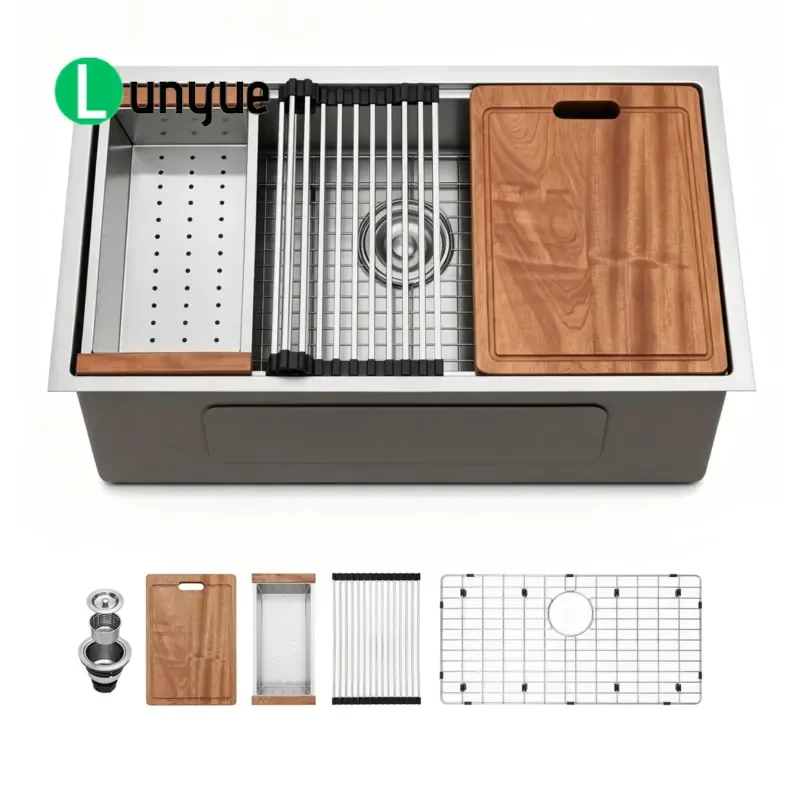 Smart Waterfall Workstation Kitchen Sink 304 Stainless Steel Modern Large Capacity Multi-functional Washing Station for Home