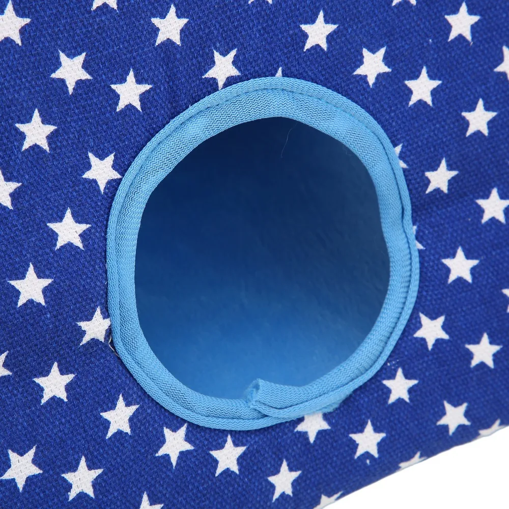 Triangular Shape Hanging Bird Tent Warm Material Blue Star Pattern Parrot Sleeping Bed Hooks Included Large Size