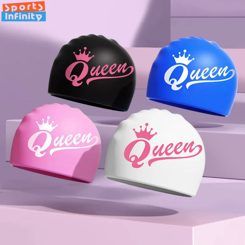 

Enlarged Soft Comfortable Swim Caps for Women Swimming Cap Ear Protection Silicone Printed Swimming Caps Swimming Accessories