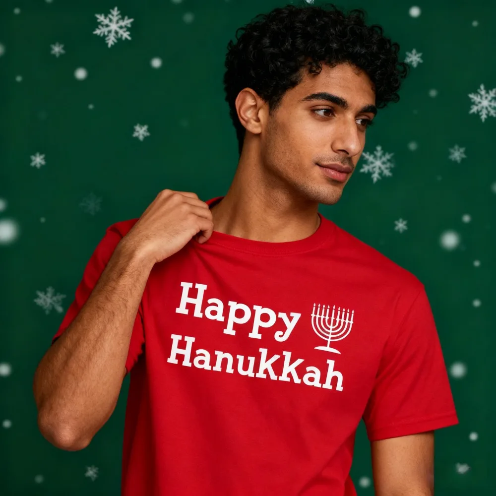 Happy Hanukkah Holiday T-shirt Contracted Design Festival Unisex Costumes Daily Life Casual Men Women Tee O-neck Hot Sale Tops