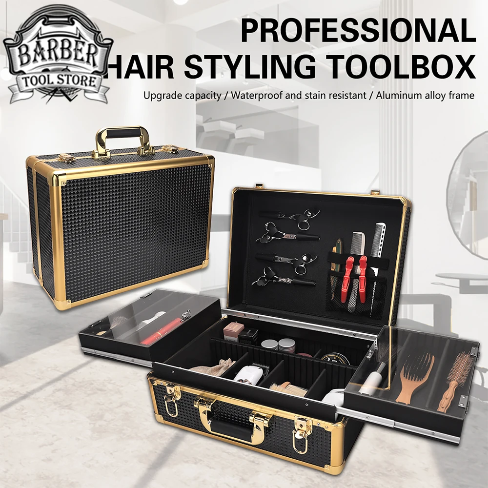 

Pro Salon Hairdressing Tool Storage Case Barber Large Capacity Travel Scissors Comb Box Barbershop Hairdresser Tools Accessories