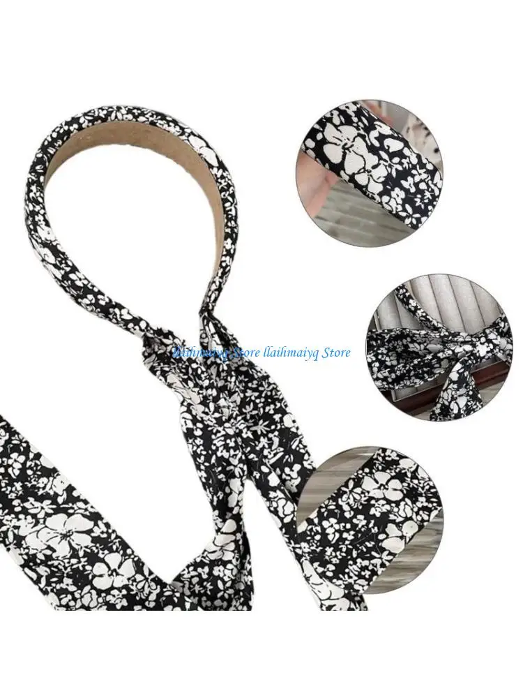 

573B Dotted/Flower Print Headband Photography Hairband French Headband for Girl