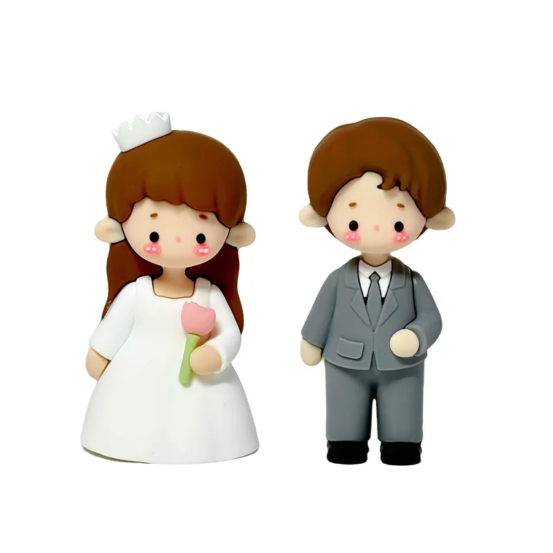 

Couple Desktop Ornament - Bride Groom Girl's Heart Cute Cartoon Wedding Costume Doll Gift for Home Decor