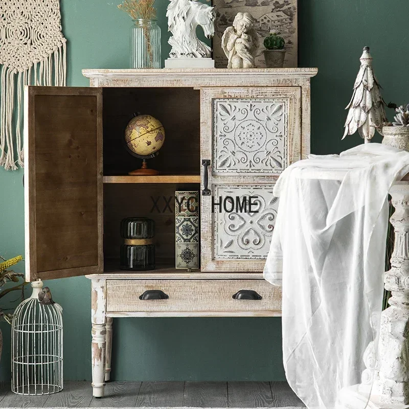 TAO Curio Cabinet B & B Retro Cabinet Locker Creative Sideboard Cabinet Carved