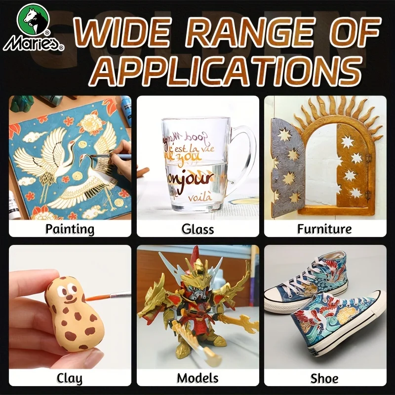 1 قطعة أصباغ أكريليك معدنية ذهبية شاحبة من ماري، طلاء لامع غني، 50 مل/1.69 أونصة، رائعة للرسم، خشب، زجاج للفنانين والطلاب #6