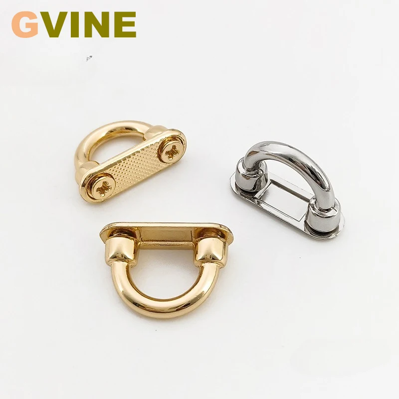 10pcs Metal D Ring Buckles Bags Connector with Screw Arch Bridge Hanger for Bag Purse Strap DIY Leather Craft Accessories