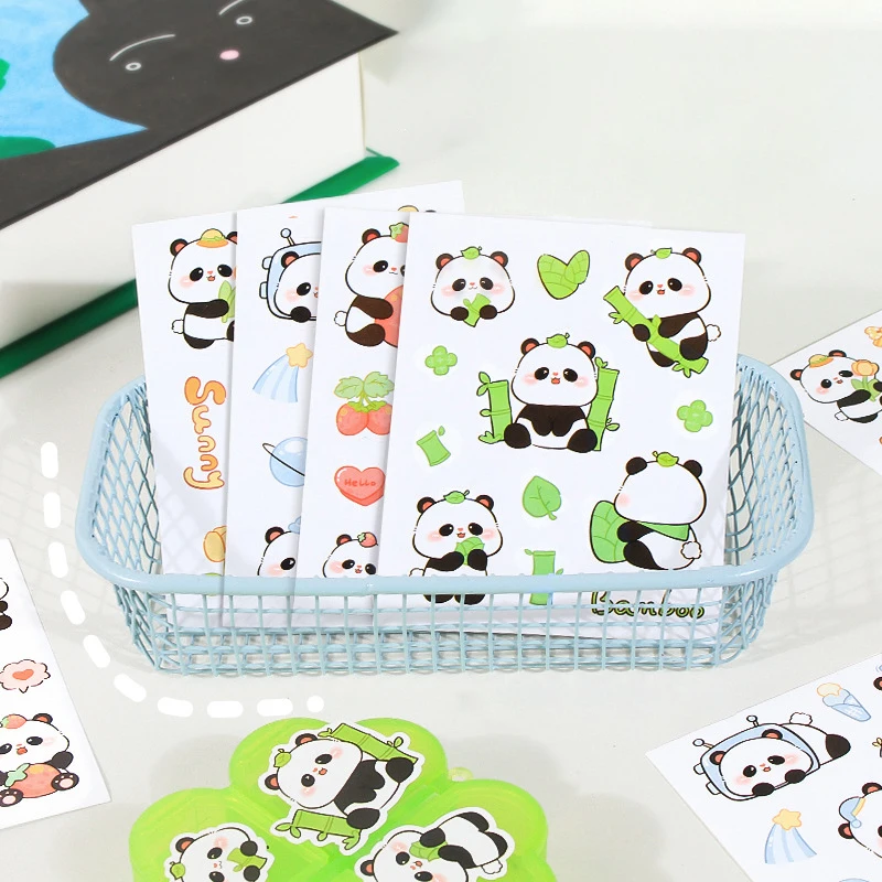 20Pcs Cartoon Cute Waterproof Panda Water Cup Stickers Transparent Creative Diary Stickers DIY Decoration Stickers Gifts