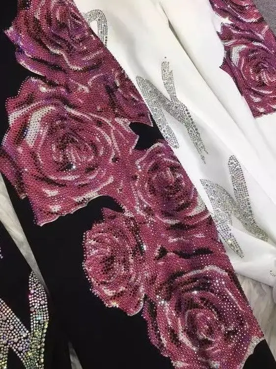 Heavyweight Rhinestone Women's Sweatpants Harlan Sle Floral Decorated Luxury Casual Trousers Long Pants Comfortable Fit