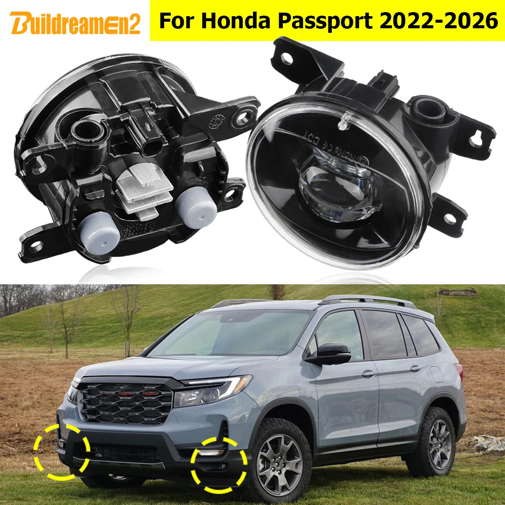 1 Pair Car Right + Left LED Fog Light Daytime Running Lamp Assembly 30W For Honda Passport 2022 2023 2024 2025 2026