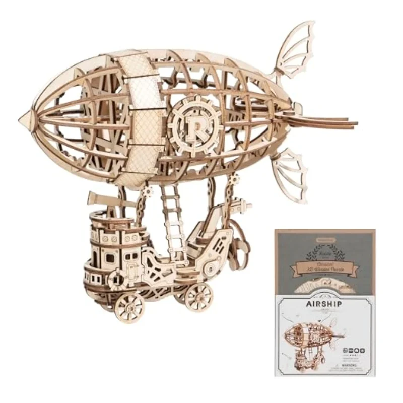 Robotime Airship 3D Wooden Assembly Puzzle Wood Craft Kit DIY Model Toy Home Decoration for Boys Girls Friends Son Adult