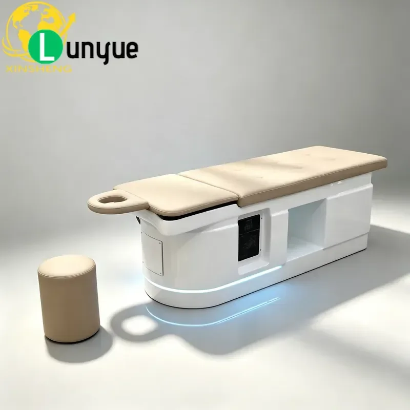 Luxury Japanese Smart Shampoo Bed with LED Ambient Light Water Circulation System for Hair Spa Furniture