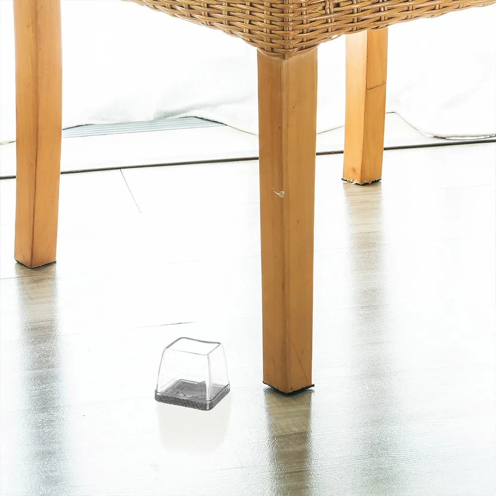 4Pcs Clear Silicone Furniture Feet Covers Chair Leg Floor Protectors Table Desk Bench Bar Stool Leg Protectors Reusable