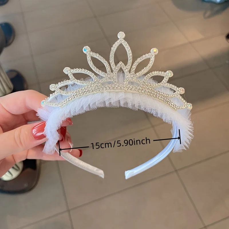 Princess Maple Crown Headband - Polyester Mesh Hair Accessory, Universal Non-Textile Weaving, Fashionable Sweet Princess Style