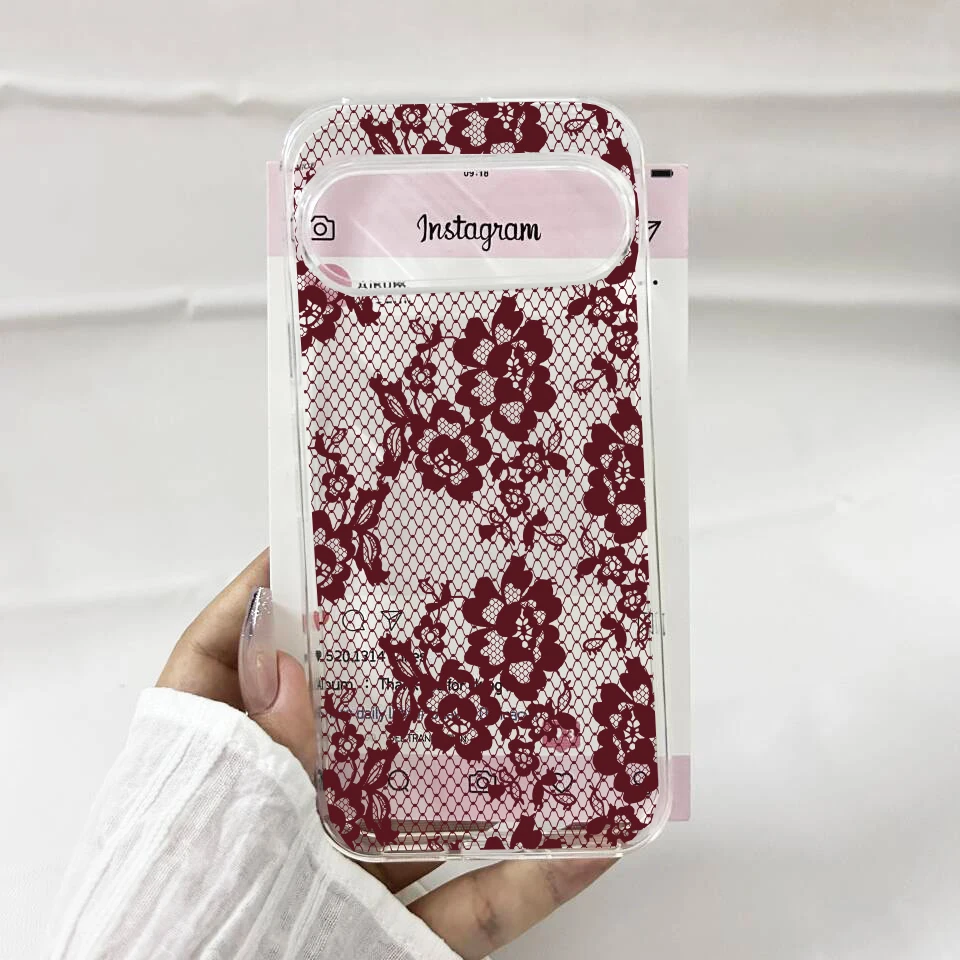 Fashion Black Lace Phone Case For Google Pixel 9 10 Pro XL 8 Pro 6 7 7A 8A 5G Floral Pattern Clear Soft TPU Protective Cover Bag - view 5
