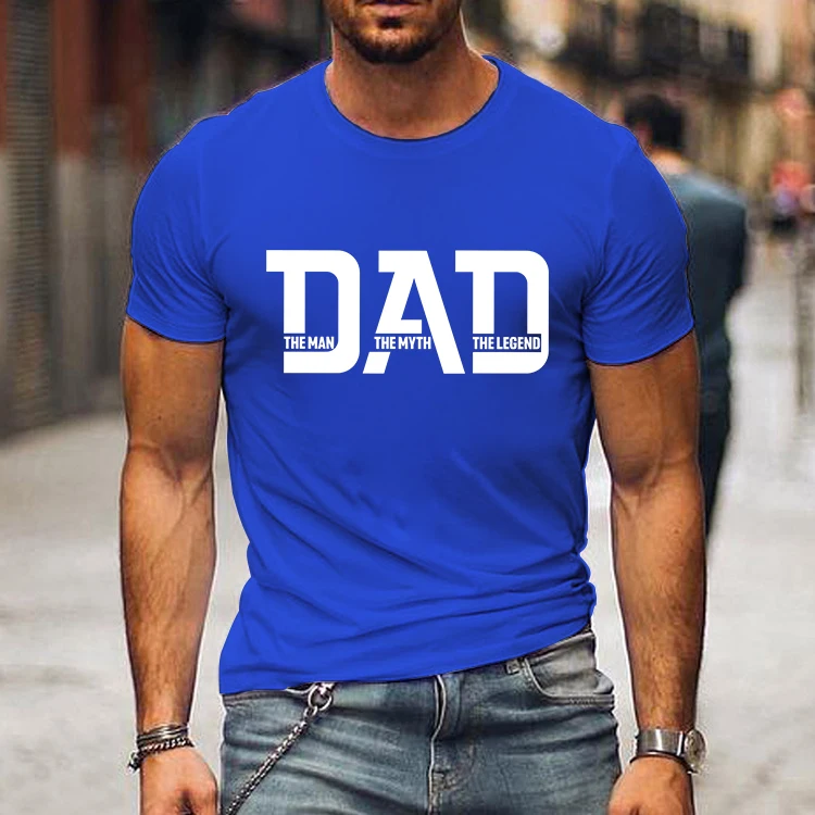 Loose Men T-shirts Summer Dad Print T Shirt Luminous Design Street Tshirts Short Sleeve Top Tee Daddy Men\'s Tee Shirts Clothing