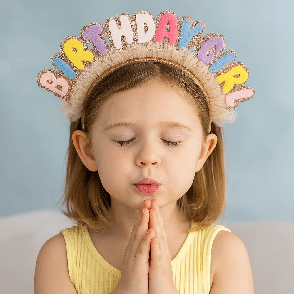 

Korean Style Cartoon Birthday Headband Lace Hair Accessories Children's Headband Creative Women Hair Hoop Party Supplies