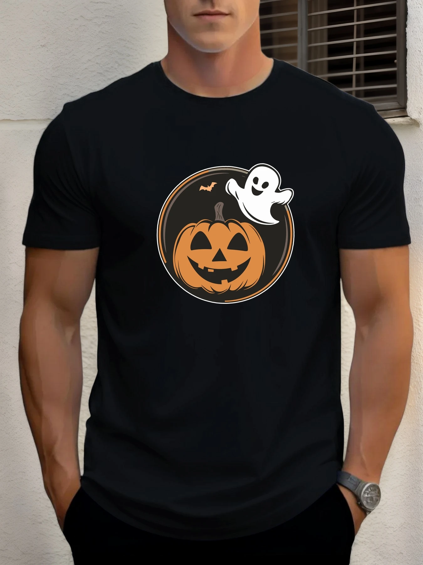 

T Shirt For Men's Pumpkin Ghost 100% Cotton Graphic Print Summer Round Neck Tee Casual Breathable Streetstyle Daily Cool T Shirt