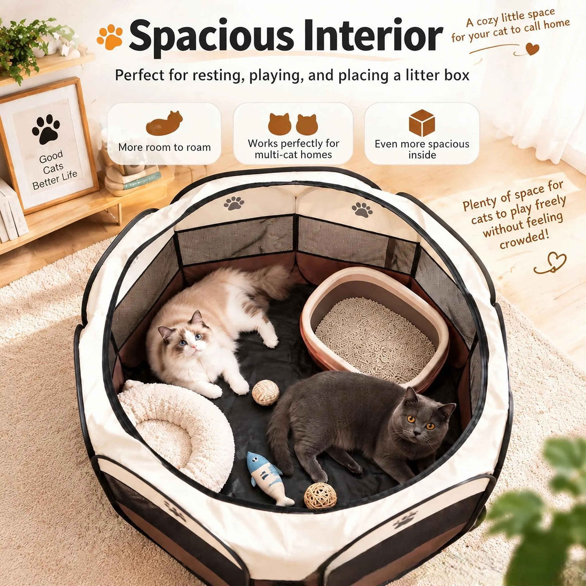 Large Octagon Foldable Pet House for Dog and Cat Outdoor Indoor Easy Assembled Durable and Portable Pet Fence for Puppy and Cat