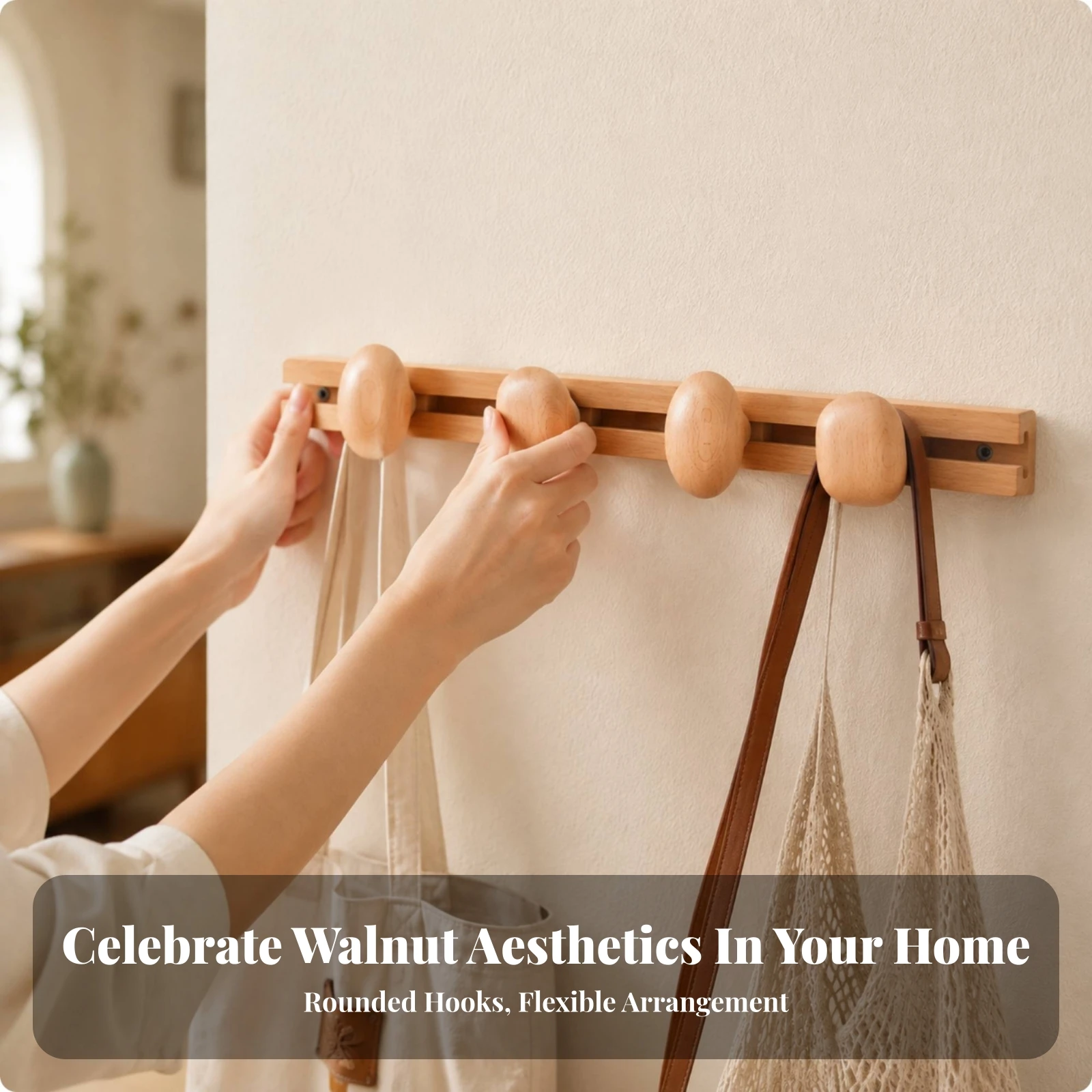 Pebble Hook Wall Rack Space-Saving Sliding Hook Rack Easy to Install Modern for Entryway, Bedroom