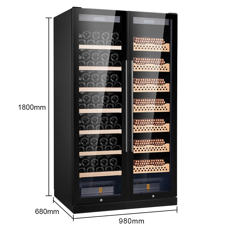 Mini Electric Stainless Steel Cigar Humidor and Wine Chiller Display Cabinet with Compressor Cooling for Household Use