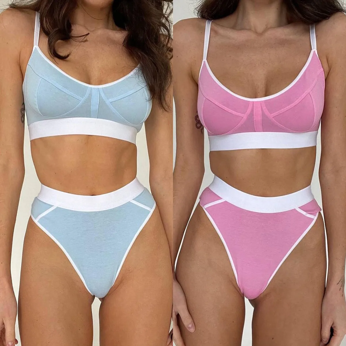 

Регулируемый спортивный бюстгальтер 2025 года, белый U-образный воротник с подшивкой, модный женский комплект, студенческий orm, рабочий наряд