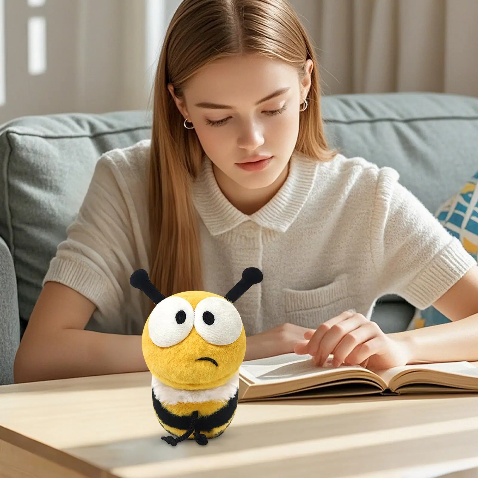 Juguete de peluche de abeja de 5,7 pulgadas, muñeco de peluche suave para decoración, regalo de cumpleaños y San Valentín para adultos, niñas, niños, para dormitorio, sofá