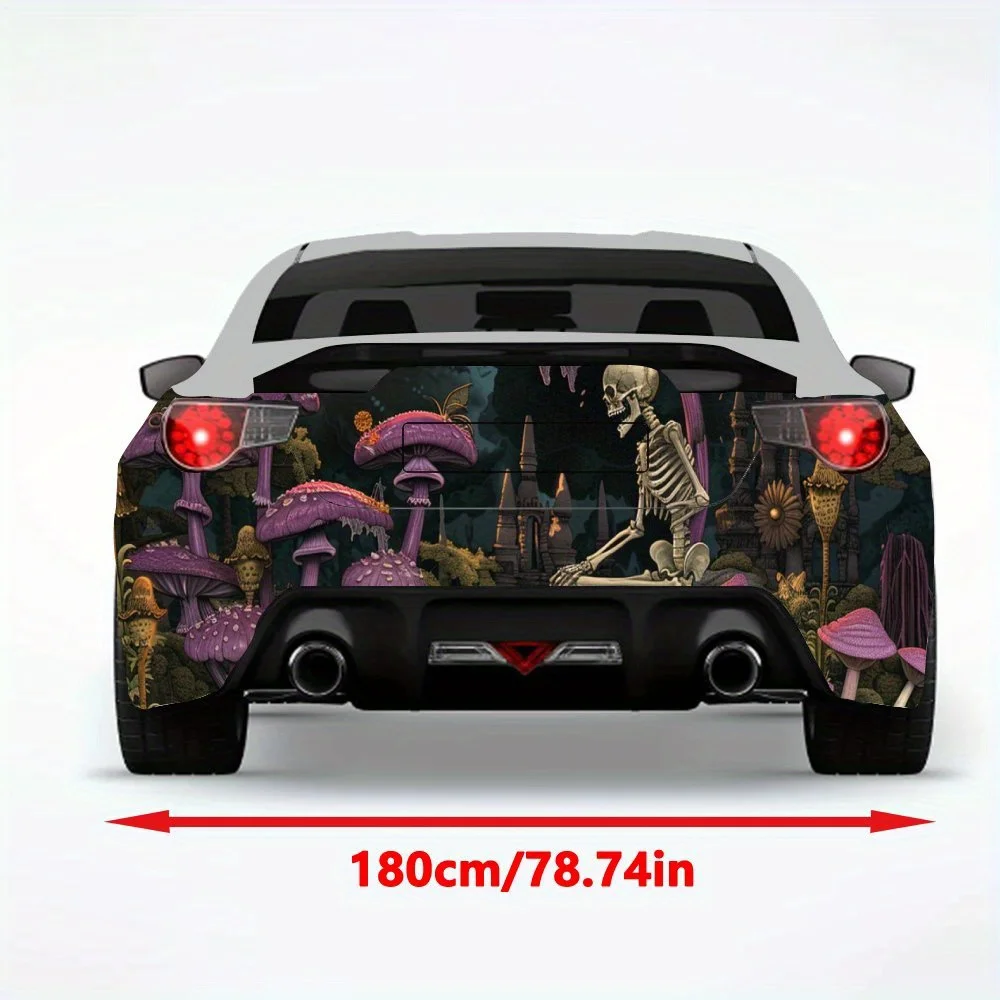 Mushroom And Skull Fantasy Car Sticker,Vinyl Decal for Car Rear, Waterproof Self-Adhesive Vinyl Stickers for Vehicle Tail and Bu