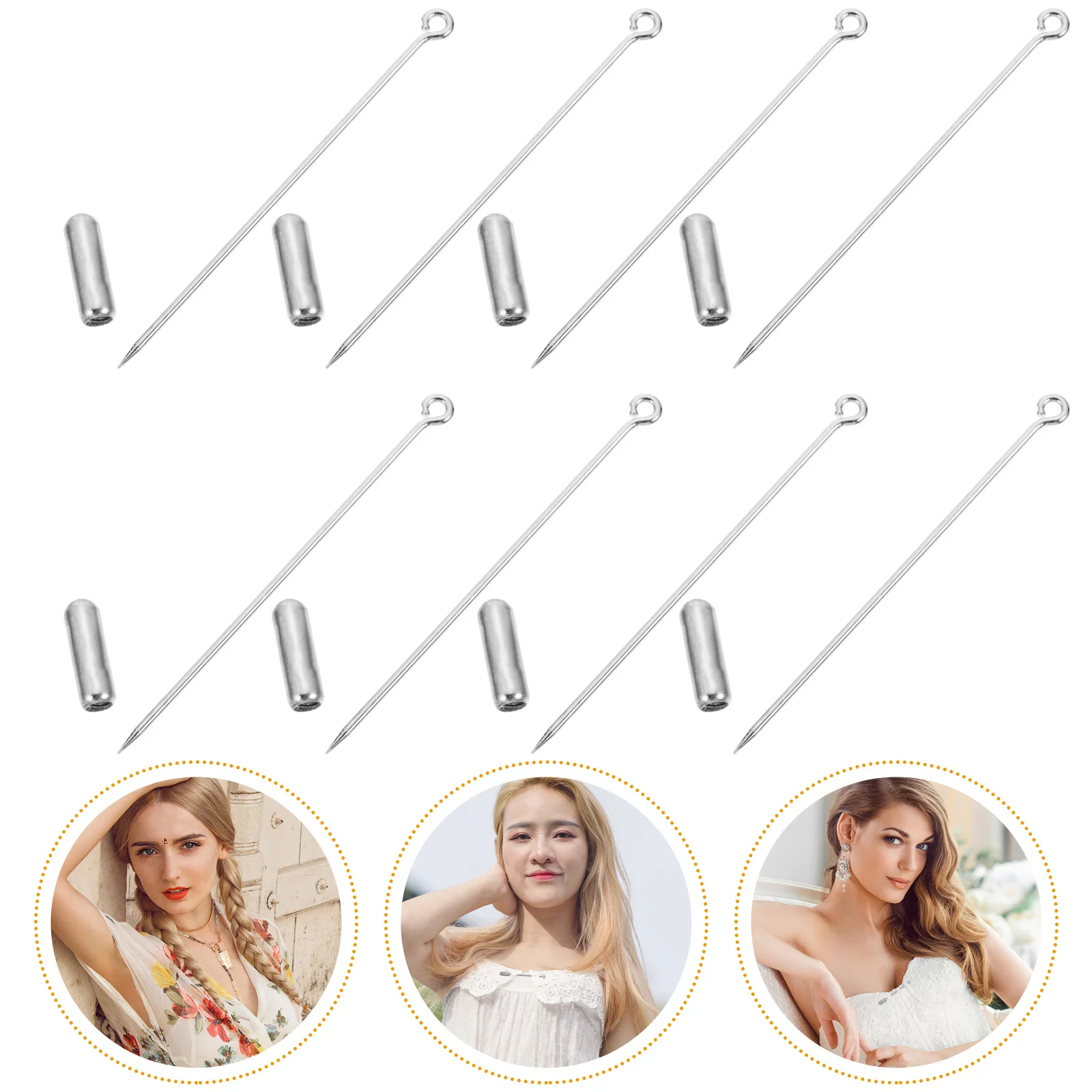 

20 Pcs Brooch Pin Earring Accessories Ladies Pins and Brooches Clothing Decorative DIY Long Silver Coat Women's
