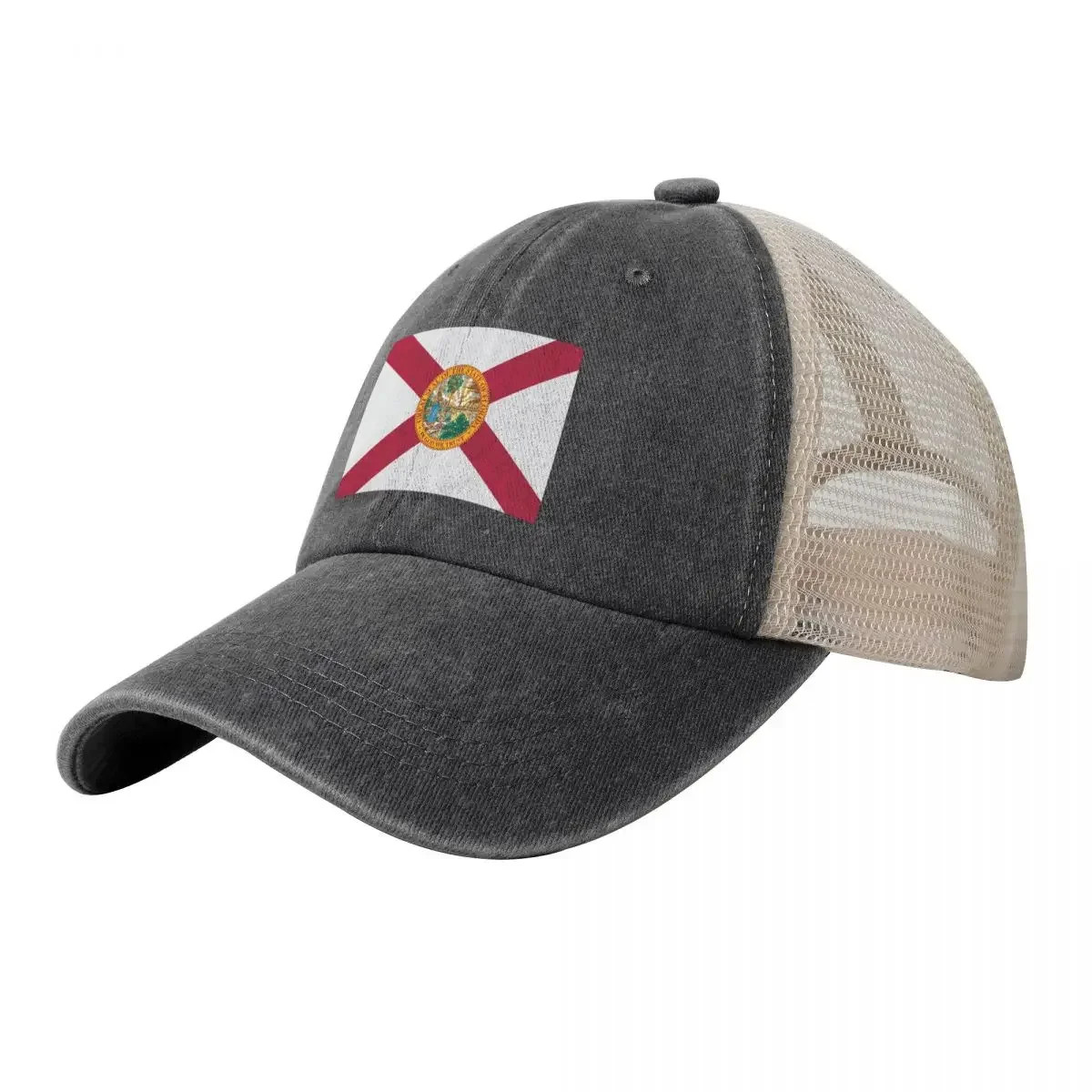 

State Flag of Florida Cowboy Mesh Baseball Cap birthday Anime Hat Beach Outing Women's 2024 Men's