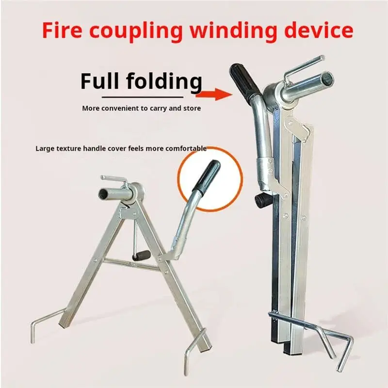 J1UL1N Manual Foldable Pipe Winding Device Portable Fire Water Pipe Storage Device All Metal Hose Reel Tool For Farmland Irrigat