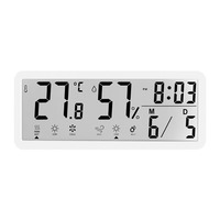 Large Screen LCD Digital Wall Clock Temperature Date Week Display Electronic Clock 12/24H Format Humidity Digital Wall Clock