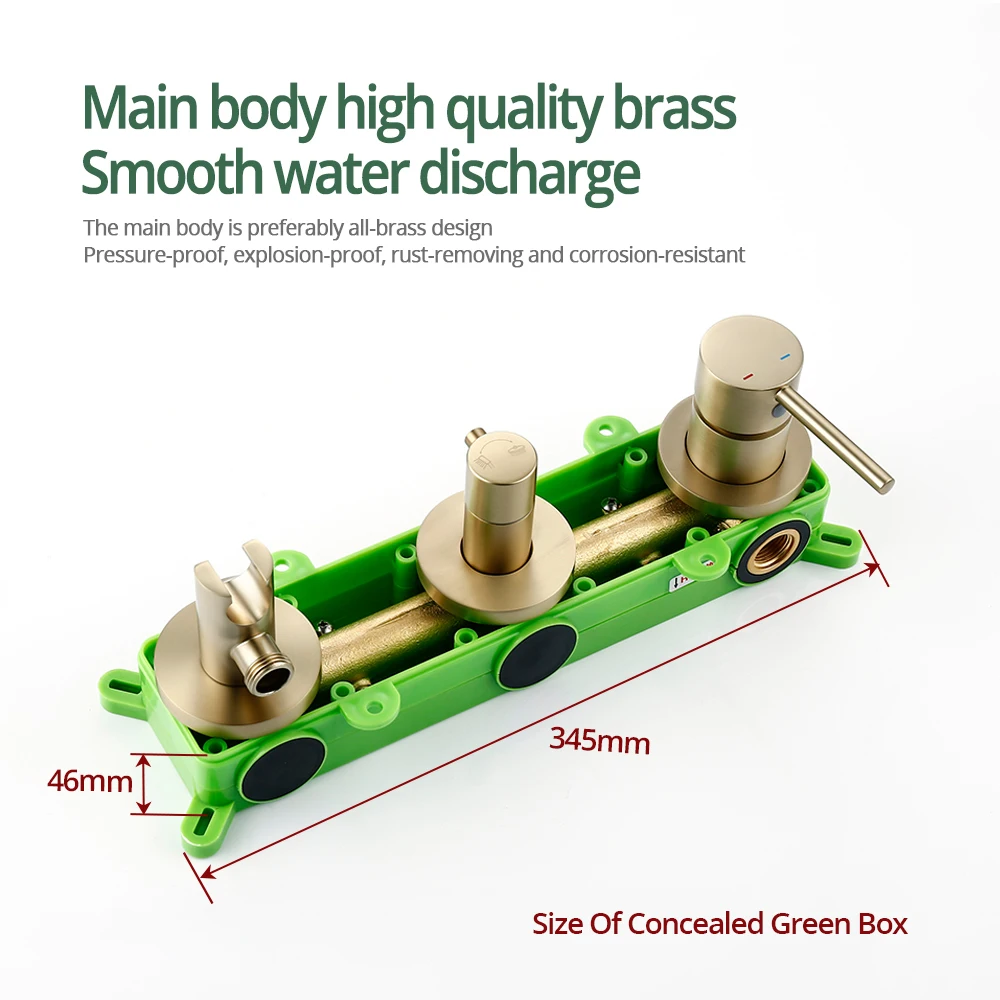 Brushed Gold Shower Faucet 8-16 Inch Shower Head Recessed Box Wall Mount Shower Tap Ceiling Arm Hot Cold Shower Mixer image 6