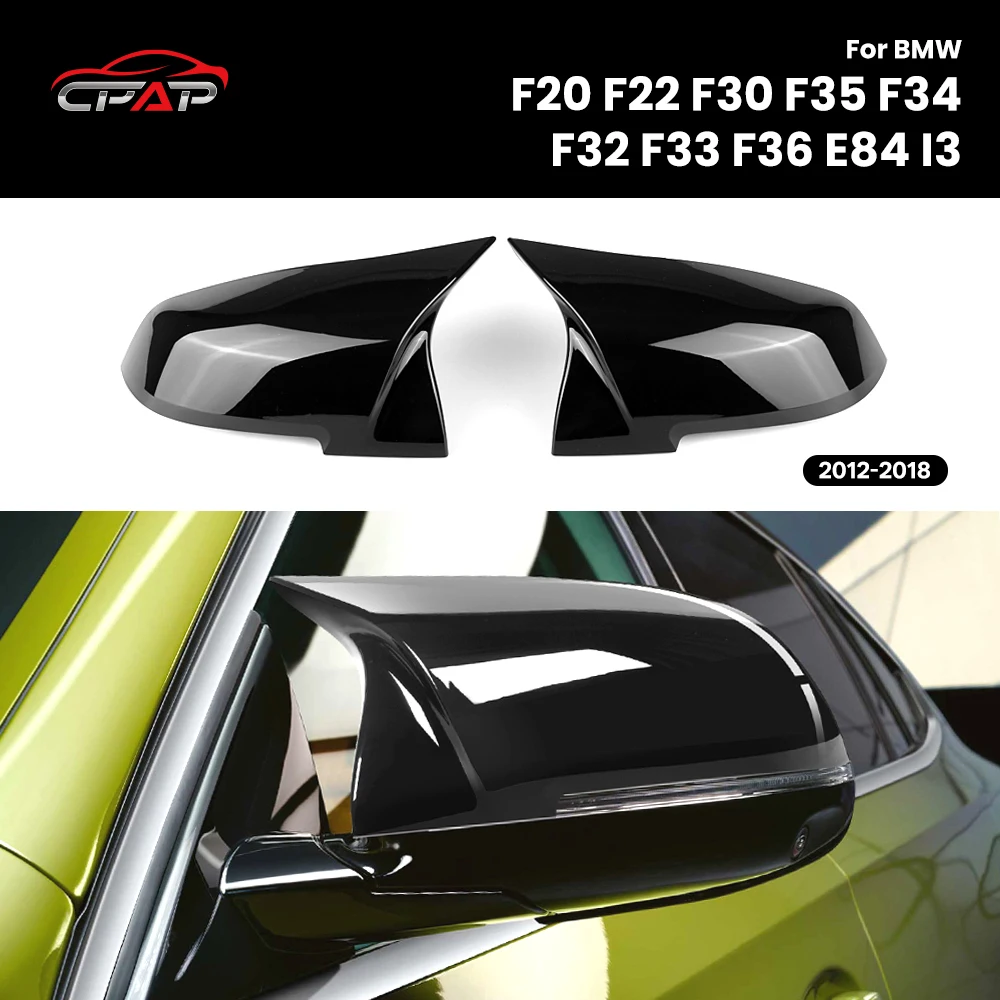 

Car Rearview Cover Mirror Caps For BMW F20 F22 F30 F35 F34 F32 F33 F36 E84 I3 M Style 2012-2018 Glossy Black ABS