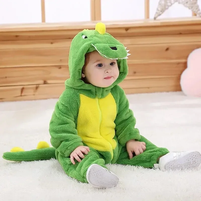 Newborn Rompers Winter Bunting Onesie Cartoon Hooded Baby Animal Costume Infant Clothes Onesie Pajamas Halloween Dress Up Romper