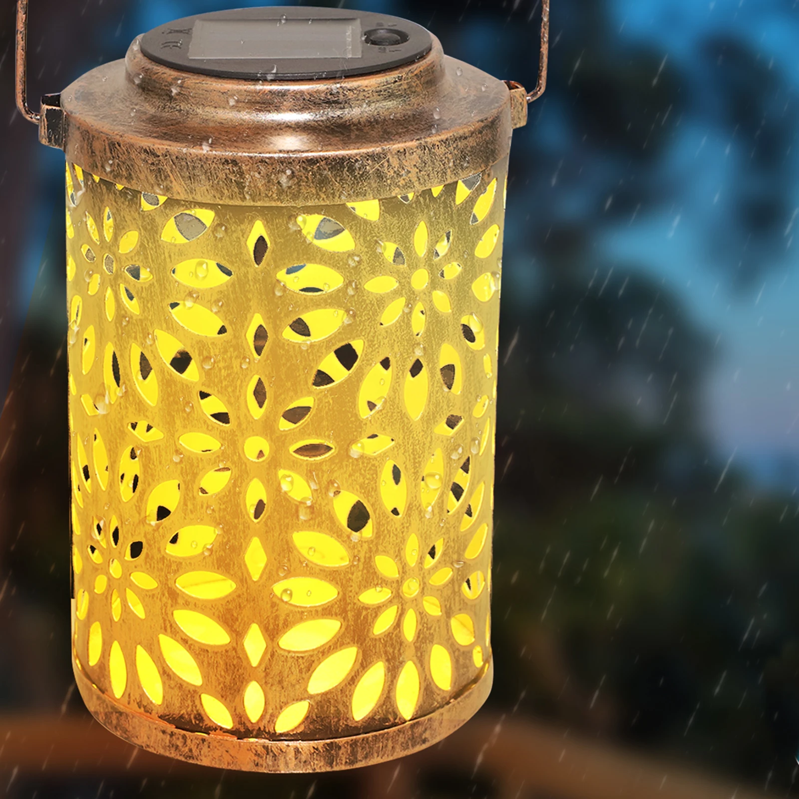 

Landscape Light Hollowed Out Iron Lantern Outdoor Projection Yard Lamp Solar Powered Waterproof Claws Pattern Garden Solar