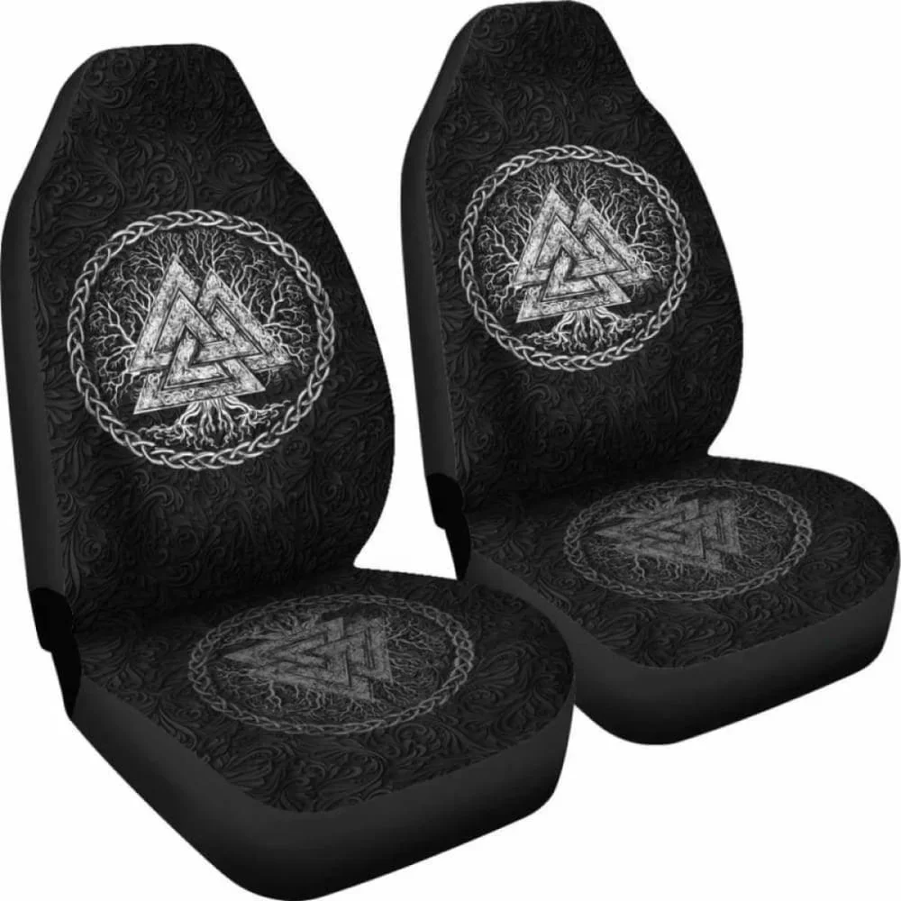 Viking Valknut Árvore da Vida Capas do assento de carro, Universal Frente Seat Capa Protetora, Pacote de 2