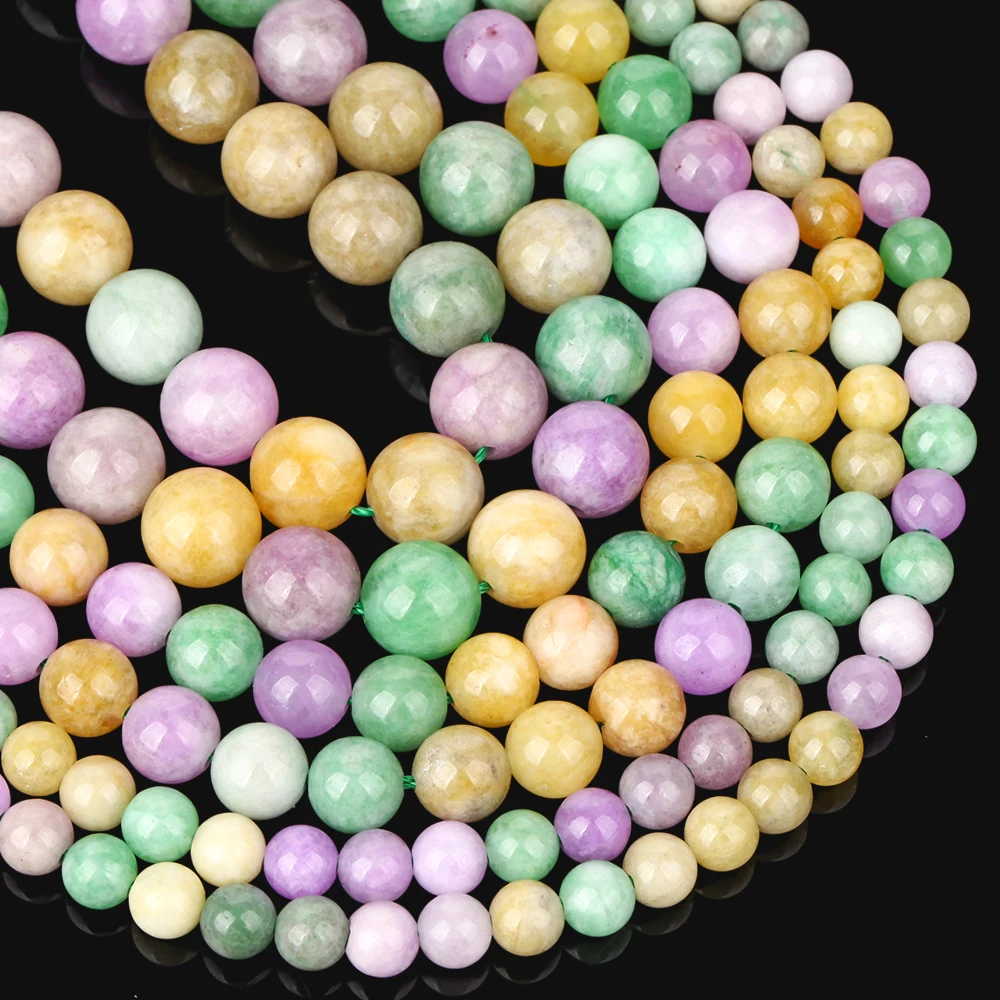 Natural 6-10mm Multicolor Angelite Stone  Round Loose Spacer Beads for Jewelry Making DIY Bracelets Earring Accessories