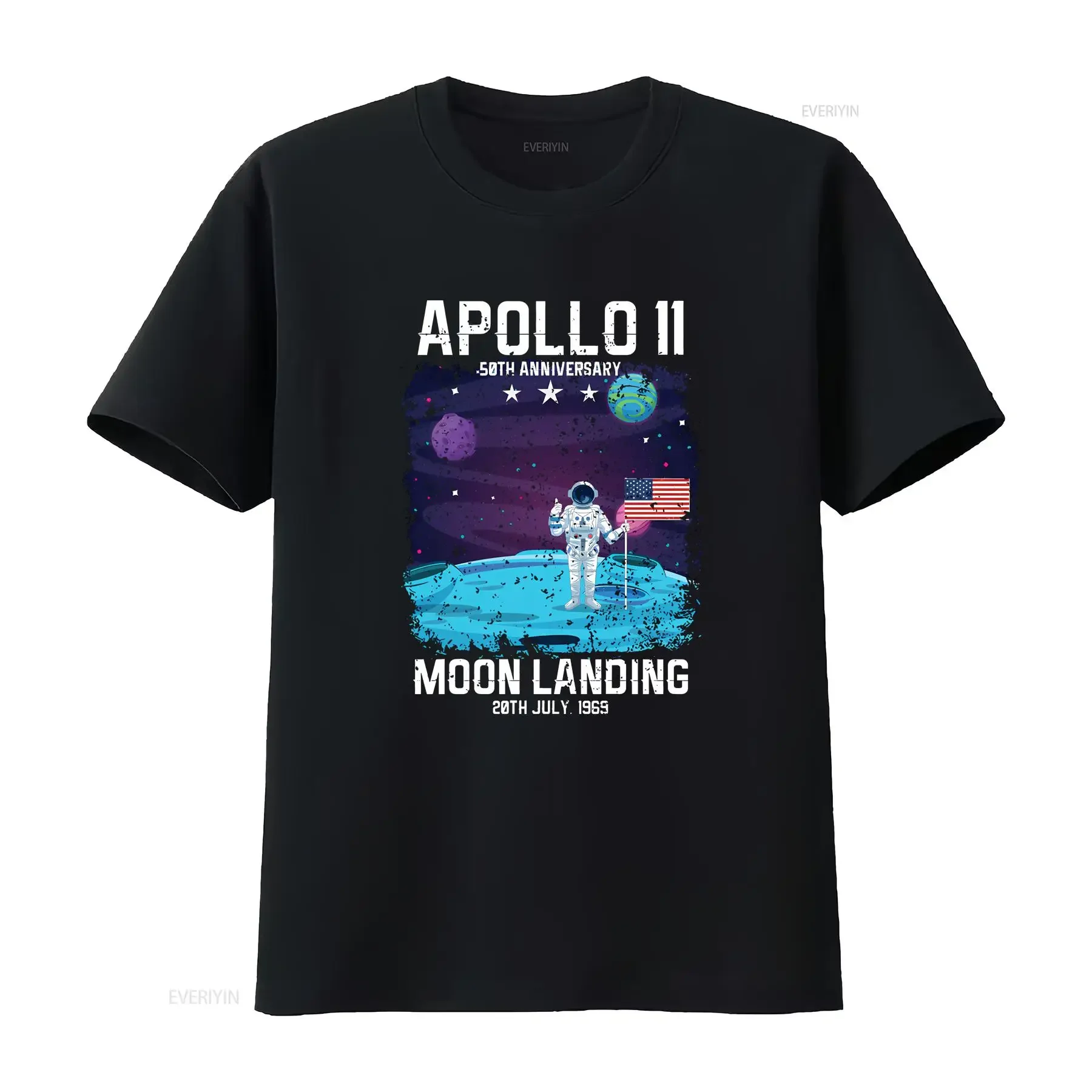 

Apollo 11 50th Anniversary T Shirt Moon Landing 1969 2019 Mens vintage Washed designer clothes Soft Top For Everyday Wear homme
