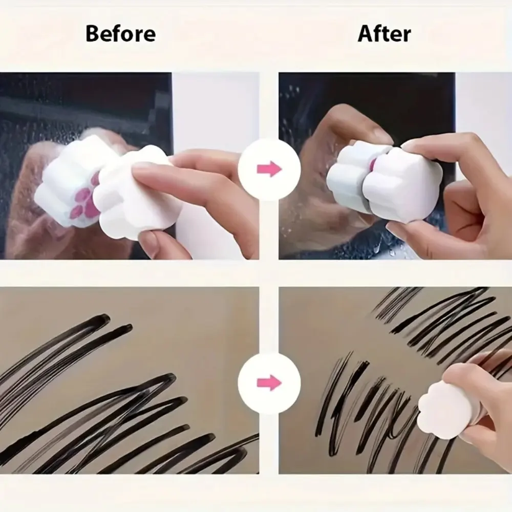 Creative Cat Paw Mirror Sponge Cute Glass Cleaner with Non-Scratch Pad MultiPurpose Cleaning Tool for Home Car Windows 2PCS/Set