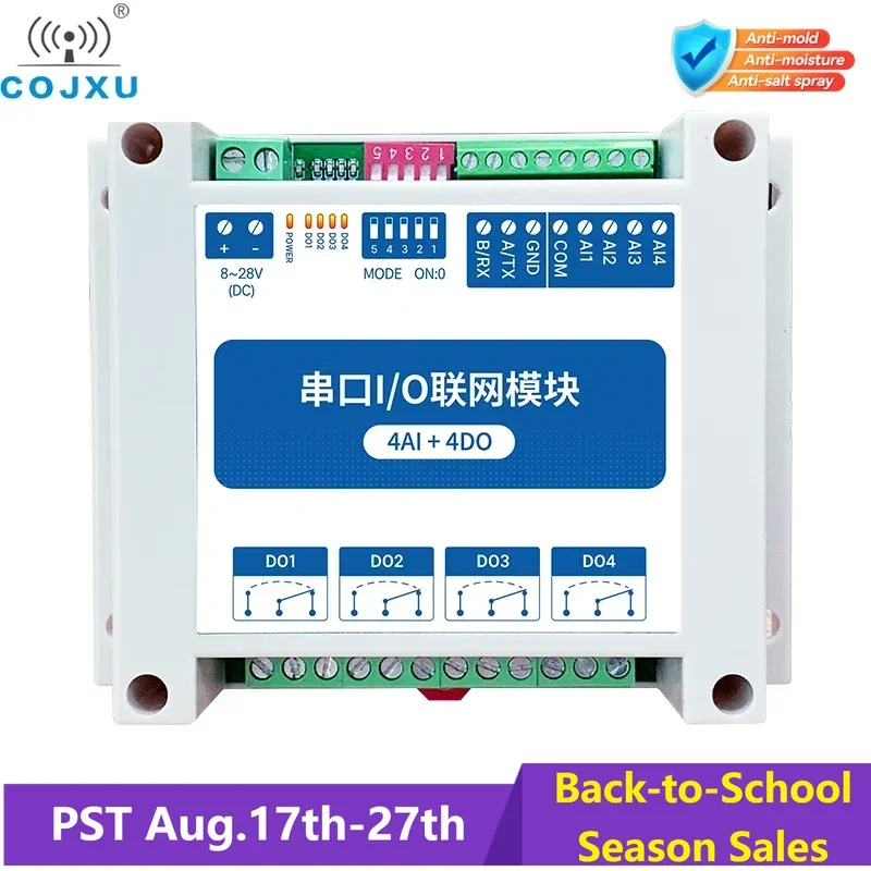 RS485 ModBus RTU I/O Network Modules with Serial Port COJXU MA01-XACX0440 for PLC 4AI+ADO 4 Switch Output Watchdog