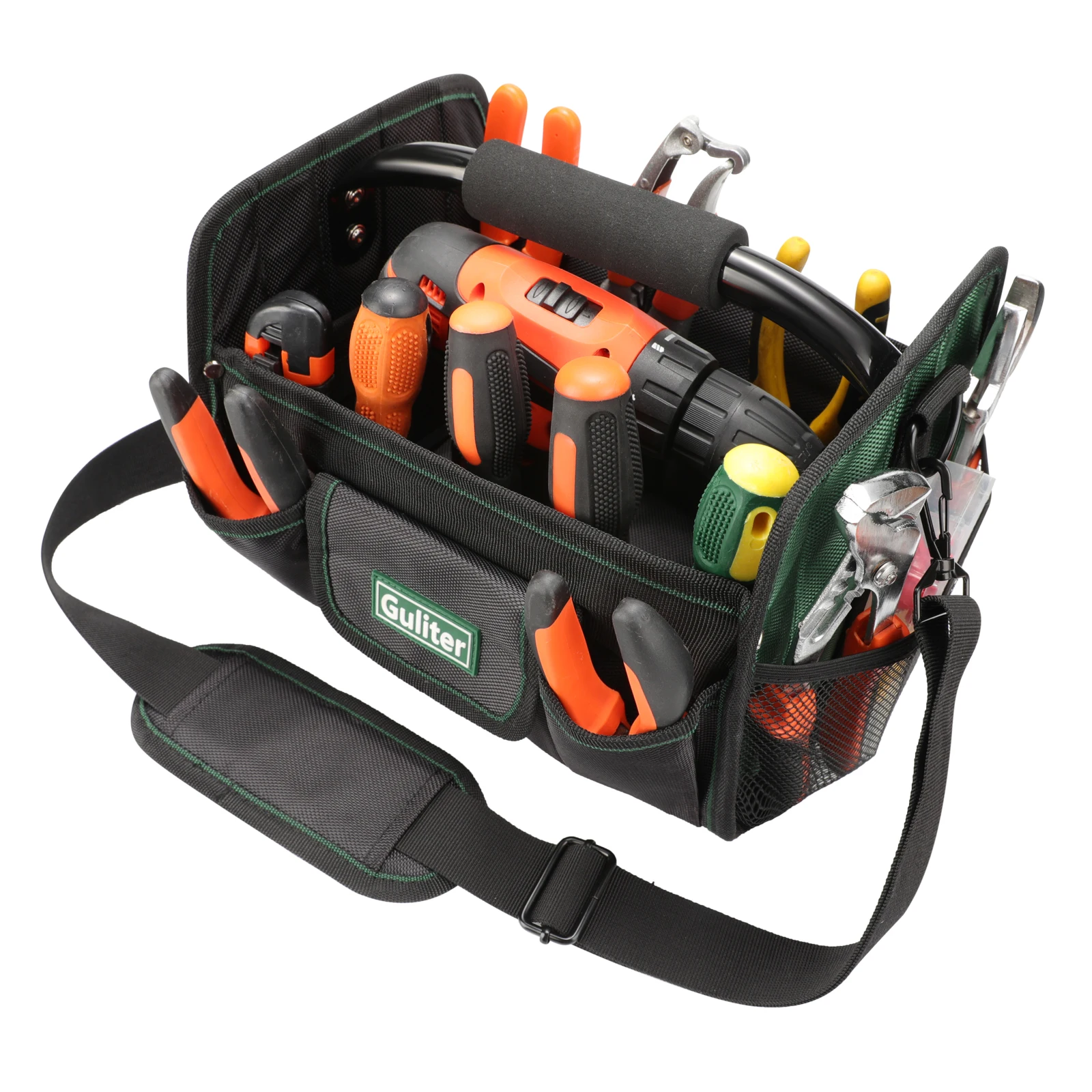 21 Pockets Electrician Tool Bags 11 Inch Small Tool Bag, Open Top Tool Tote,