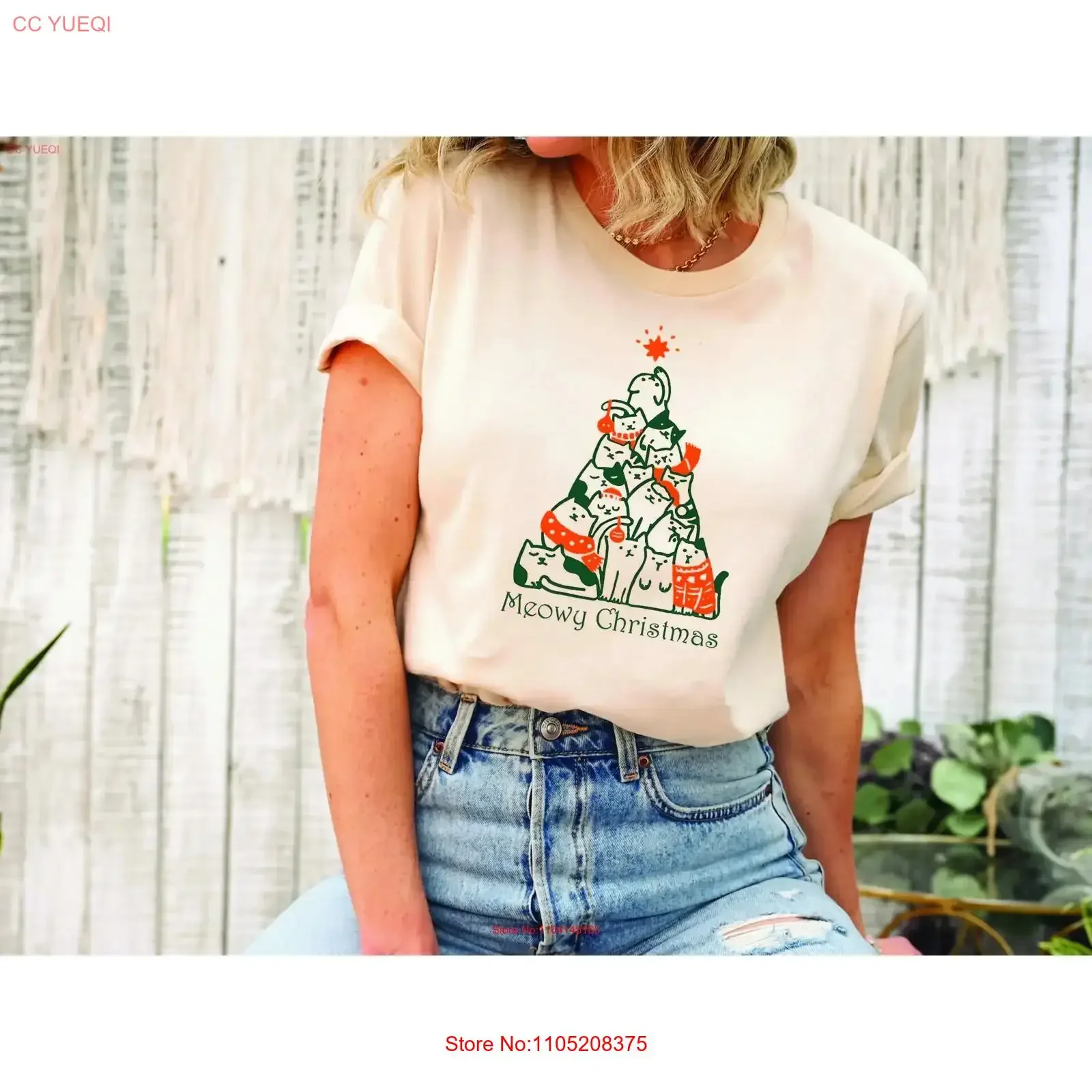 Meowy عيد الميلاد تي شيرت القط عاشق هريرة الحيوان أمي لطيف خمر غسلها أوم الشارع الشهير الرسم تنوعا تنفس #1