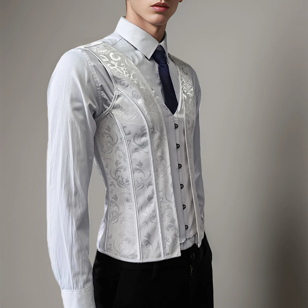white christmas dresses Copper & Sage Paisley Brocade Masculine Men's Corset Vest – Corsets & Cogs main image 1