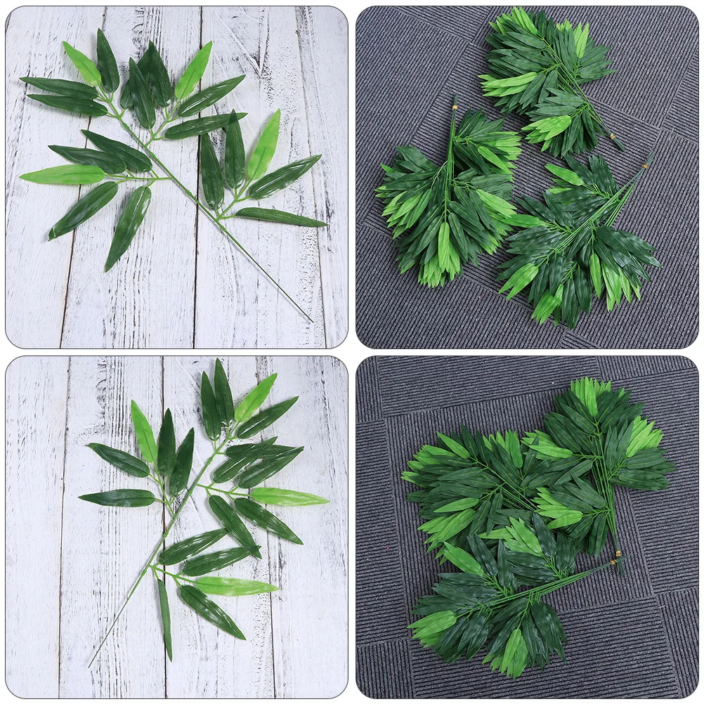 

20Pcs Simulated Bamboo Leaves Artificial Green Branches Home Office Party Decorations Lifelike Bamboo Leaves Adornments